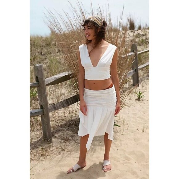 NEW FREE PEOPLE BEACH FREE-EST ROBYN CONVERTIBLE WHITE MINI SKIRT & DRESS SZ M - Picture 3 of 9
